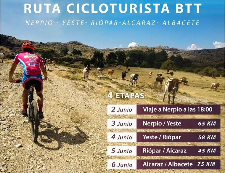 La ruta cicloturista de BTT Nerpio-Alcaraz-Albacete se celebrará del 3 al 6 de junio de la mano de la Diputación