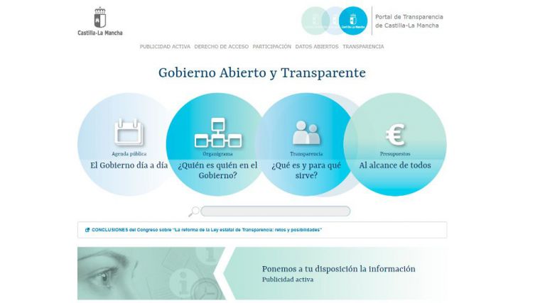 El Portal de Transparencia de Castilla-La Mancha recibió durante el año 2017 más de 46.000 visitas