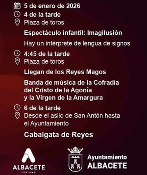 Albacete mantiene el acto de la Plaza de Toros con la llegada de los Reyes Magos y la celebración de la Cabalgata