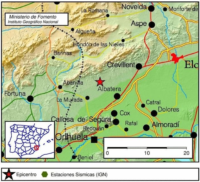 Registrado un terremoto de magnitud 4,2 en Albatera (Alicante), que se deja sentir en la provincia de Albacete