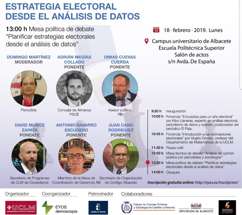 Albacete acogerá el lunes, día 18, una jornada sobre como usar el análisis de datos para elaborar estrategias electorales