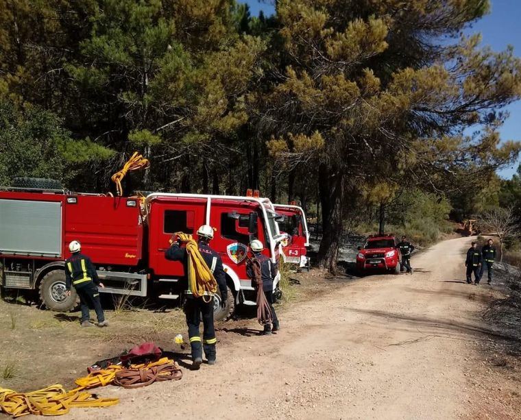 Profesionales y medios del SEPEI continúan colaborando en los trabajos que se desarrollan contra el incendio forestal de Paterna del Madera