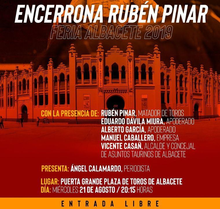 Presentación de la 'encerrona' del torero Rubén Pinar en Albacete