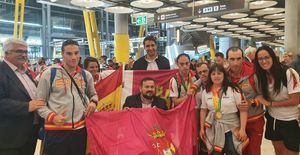 Los héroes del Mundial de Australia, recibidos por Juan Ramón Amores en Madrid