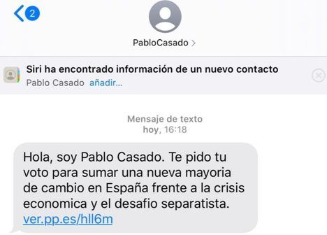 Expediente sancionador al PP por los SMS de Pablo Casado con propaganda electoral denunciados por FACUA