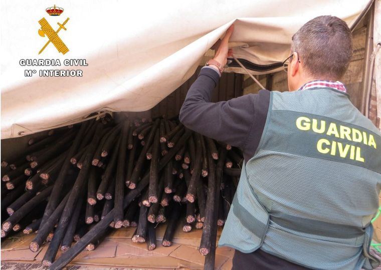 La Guardia Civil detiene a 9 personas, recupera 3.604 kilos de cable de cobre telefónico y esclarece 6 hechos delictivos cometidos en Albacete y Jaén