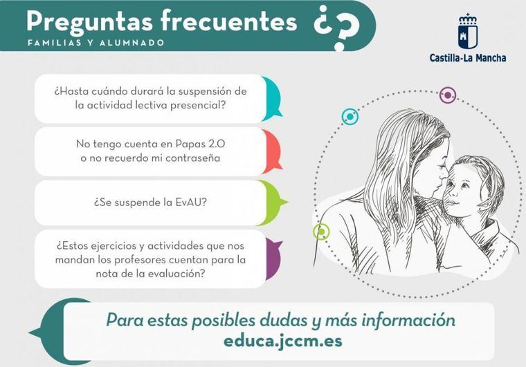 La Consejería de Educación responde, a través de ‘Preguntas frecuentes’, las dudas más comunes que están planteando el alumnado, sus familias y docentes