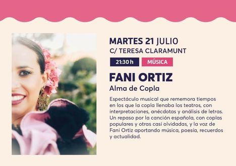 Fani Ortiz acerca mañana la esencia de la copla al Verano Cultural con el espectáculo ‘ Alma de Copla’ en la calle Teresa Claramunt