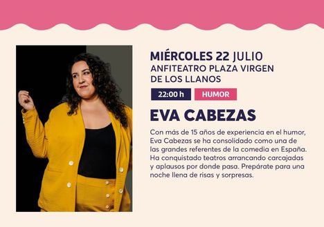 Eva Cabezas protagoniza mañana una nueva noche de comedia dentro de la programación del Verano Cultural