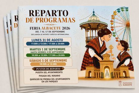El alcalde inicia el tradicional reparto del programa oficial de la Feria de Albacete 2026 el próximo lunes en la puerta del Ayuntamiento