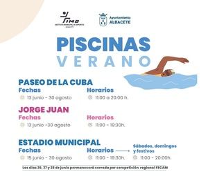 La temporada de verano de las piscinas municipales se inaugura este sábado con la apertura del Paseo de la Cuba y, de manera progresiva, irán entrando en servicio las demás