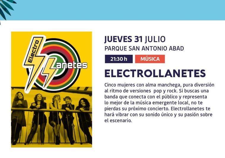 El Parque San Antonio Abad se llena de ritmo y talento local con el concierto de Electrollanetes este jueves
