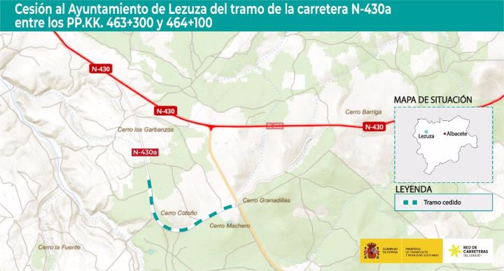 Transportes cede al Ayuntamiento de Lezuza un tramo de la N-430A