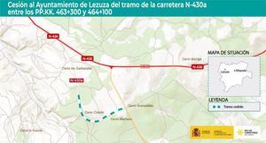 Transportes cede al Ayuntamiento de Lezuza un tramo de la N-430A