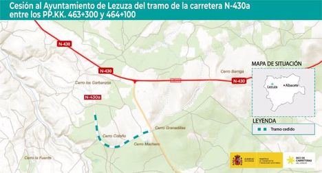 Transportes cede al Ayuntamiento de Lezuza un tramo de la N-430A