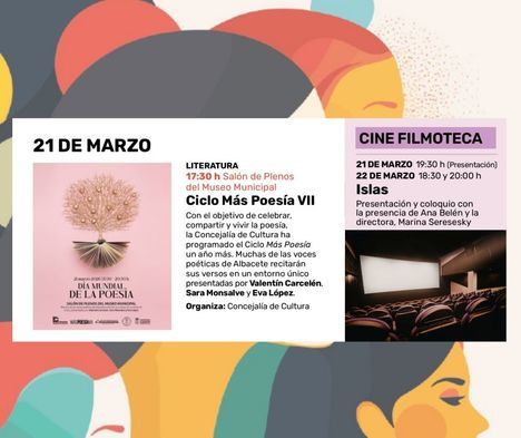 La creación literaria y el cine protagonizan mañana la programación cultural del ciclo ELLAS con poetas locales en el Museo Municipal y la proyección de ‘Islas’ en la Filmoteca