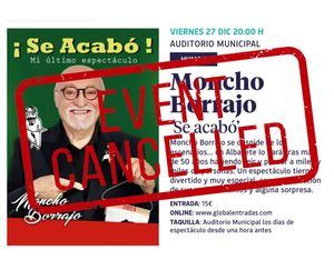 La actuación de Moncho Borrajo, prevista para el próximo viernes 27 de diciembre, suspendida por motivos de salud del artista