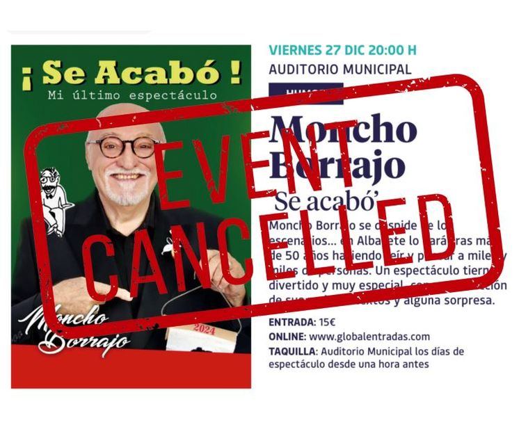 La actuación de Moncho Borrajo, prevista para el próximo viernes 27 de diciembre, suspendida por motivos de salud del artista