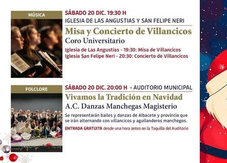 La música coral, la danza popular y las actividades familiares protagonizan la agenda cultural del sábado en la ciudad de Albacete