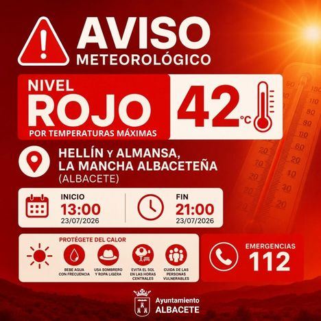 El Ayuntamiento recomienda a los ciudadanos precaución ante la alerta roja por calor, y activa medidas preventivas para el personal de limpieza viaria, recogida de basura y zonas verdes