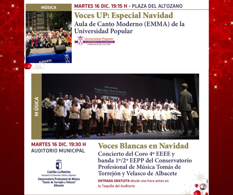 Albacete celebrará mañana una jornada de voces compartidas en dos escenarios que refuerzan el carácter abierto y participativo de la Navidad Cultural 2025/2026